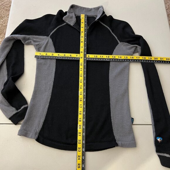 Kuhl Sweater Womens Small Black Gray 100% Merino Wool 1/4 Zip Long Sleeve Knit S - Picture 2 of 10